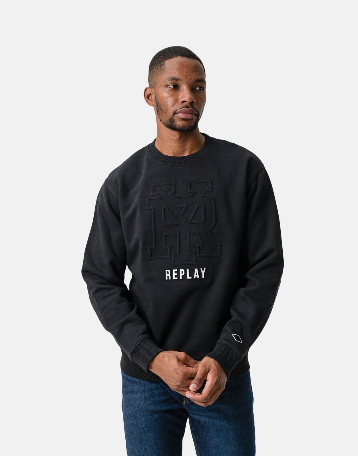 Replay Embossed Logo Black Sweatshirt