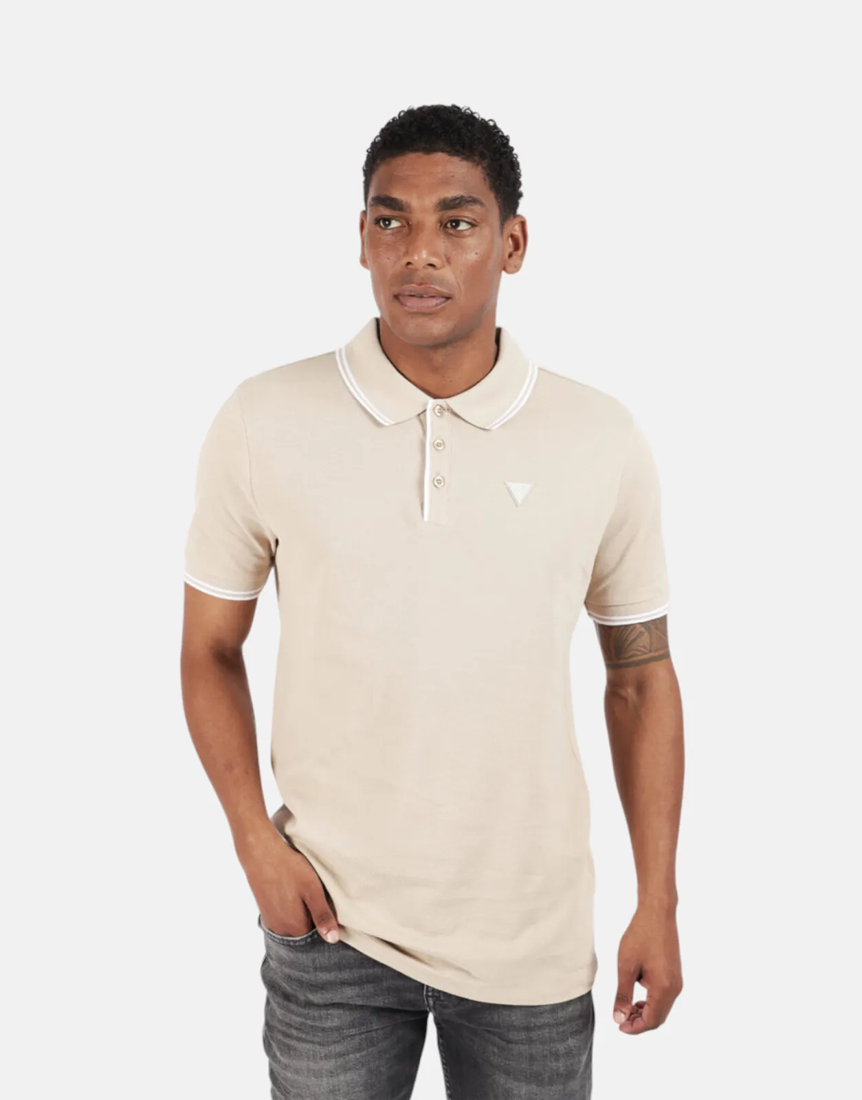 Guess Tipped Core Beige Polo Shirt