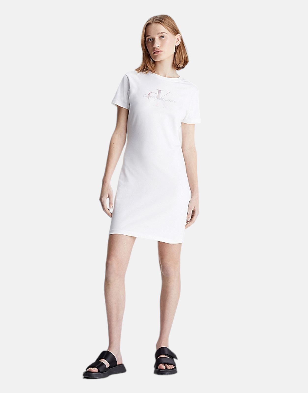 Calvin klein white high low dress online