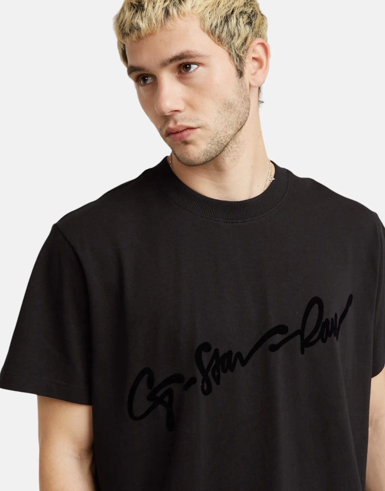 G-Star RAW Flock G-Script Loose Black T-Shirt - Subwear