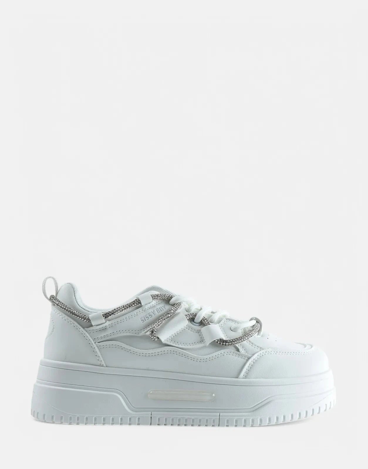 Sissy Boy Chunky White Diamante Band Sneakers - Subwear