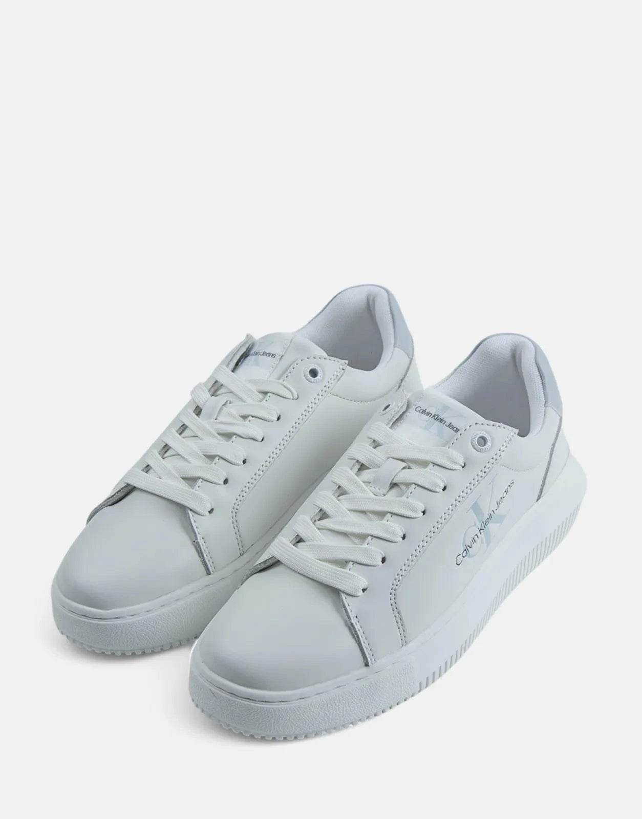 Calvin Klein Chunky Cupsole Mono Leather White Sneakers - Subwear