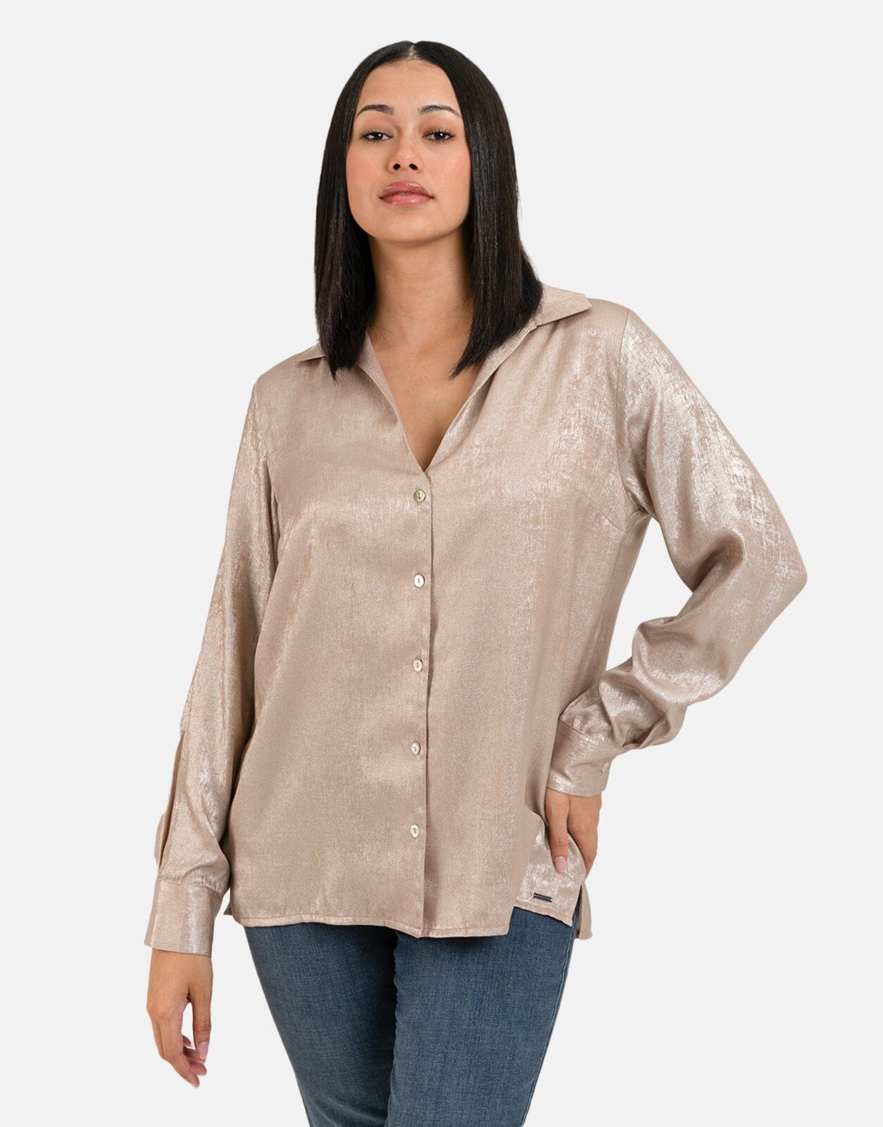 Sissy Boy Oversized Button Up Shirt Champagne - Subwear