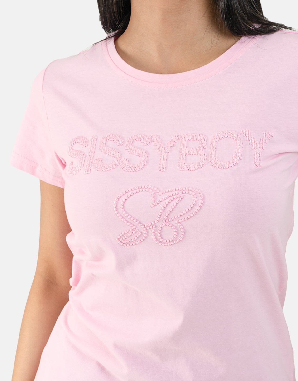 Sissy Boy Regular Fit Embroidered Pink Top - Subwear