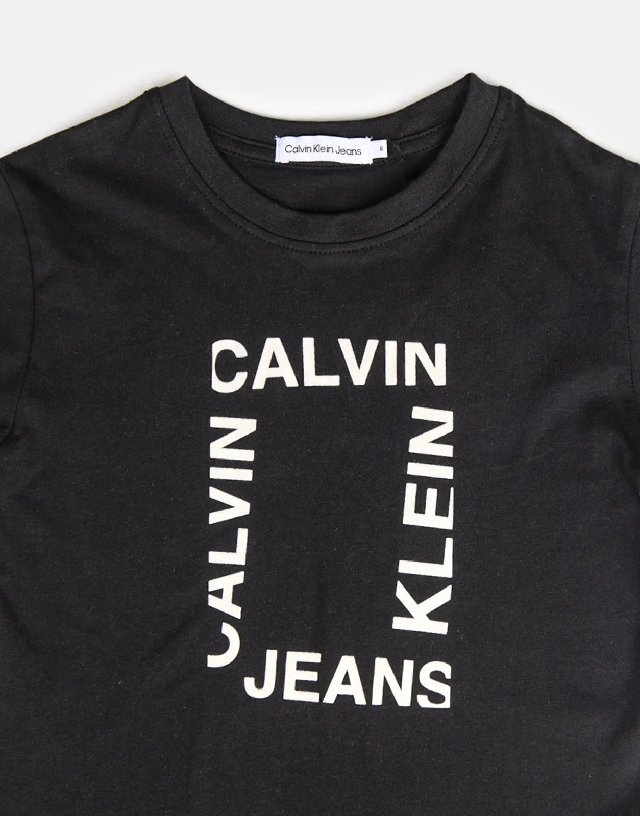 Calvin Klein Maxi Hero Flock Logo Black Kids T Shirt