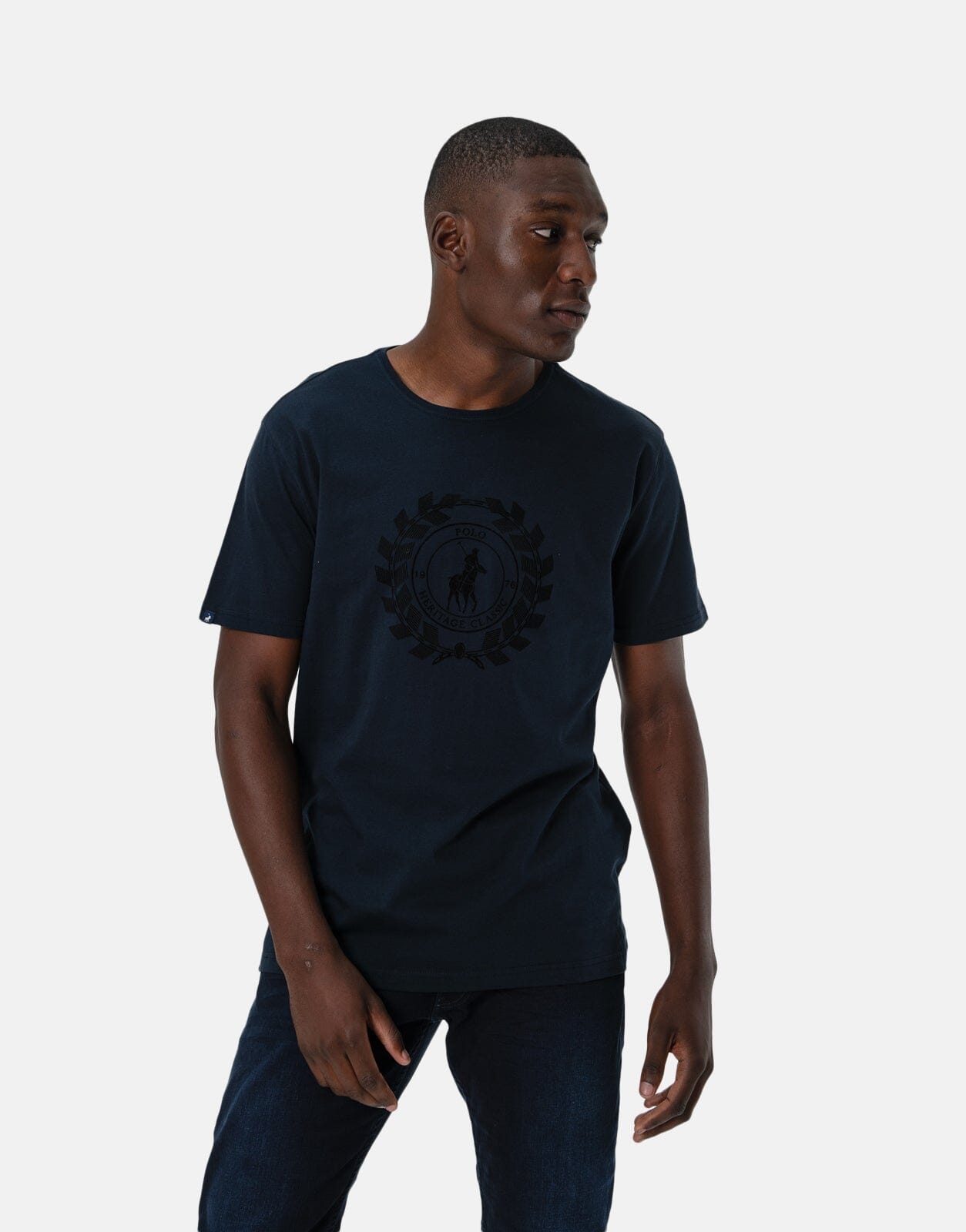 Polo Crest Flock T-Shirt Navy - Subwear