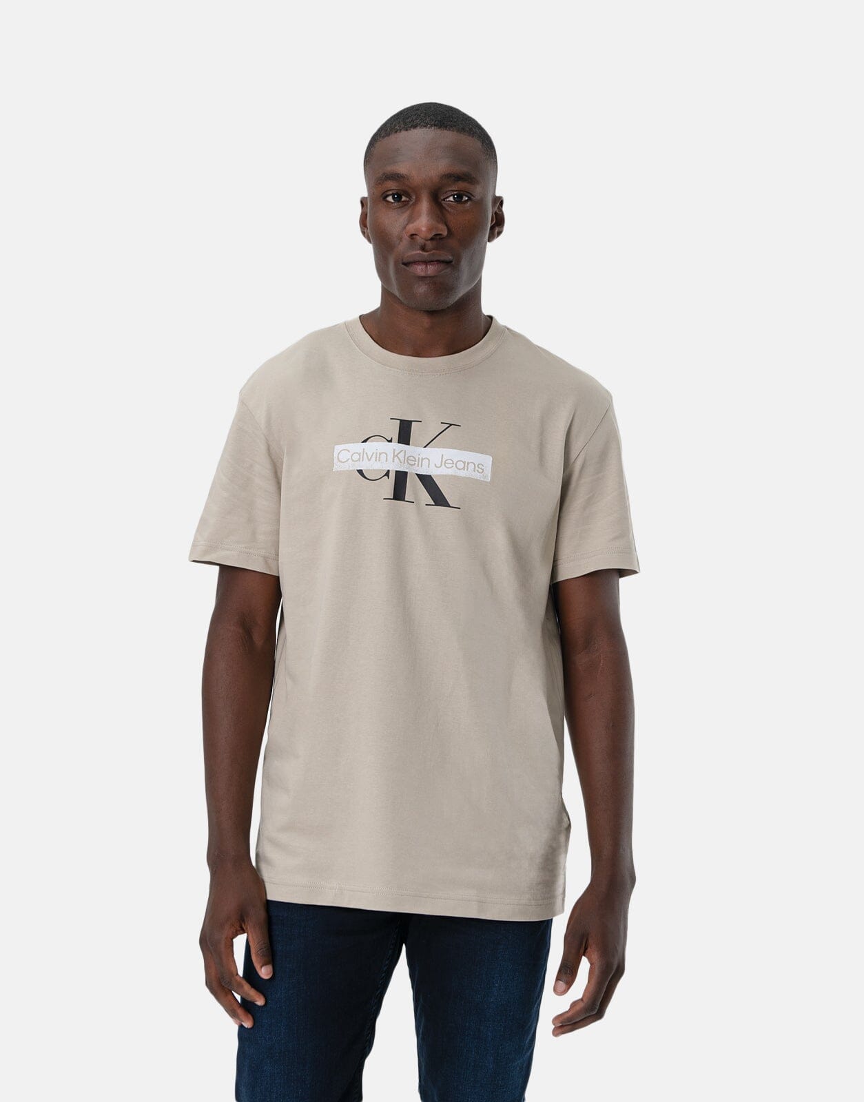 Calvin Klein Monologo Stencil Taupe T-Shirt - Subwear