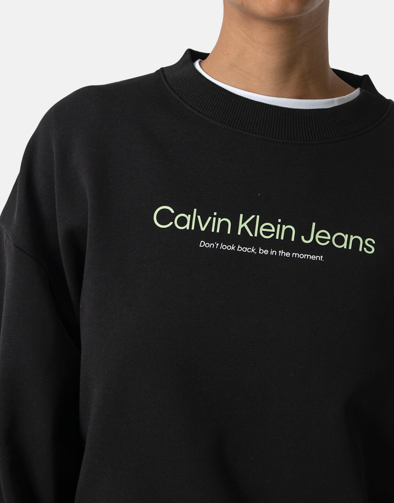 Calvin Klein Brand Print Crew Neck Sweatshirt Black L