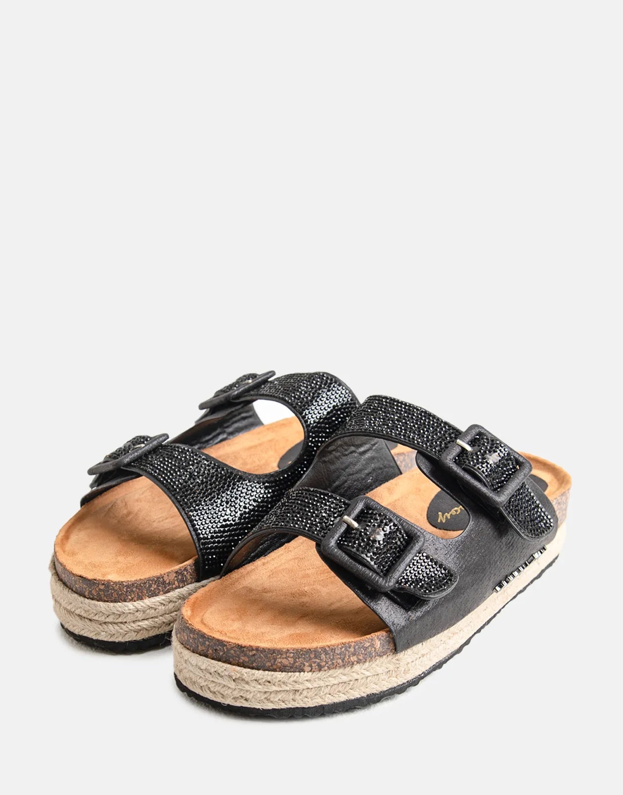 Sissy Boy Double Buckle Espadrille Slide Black - Subwear