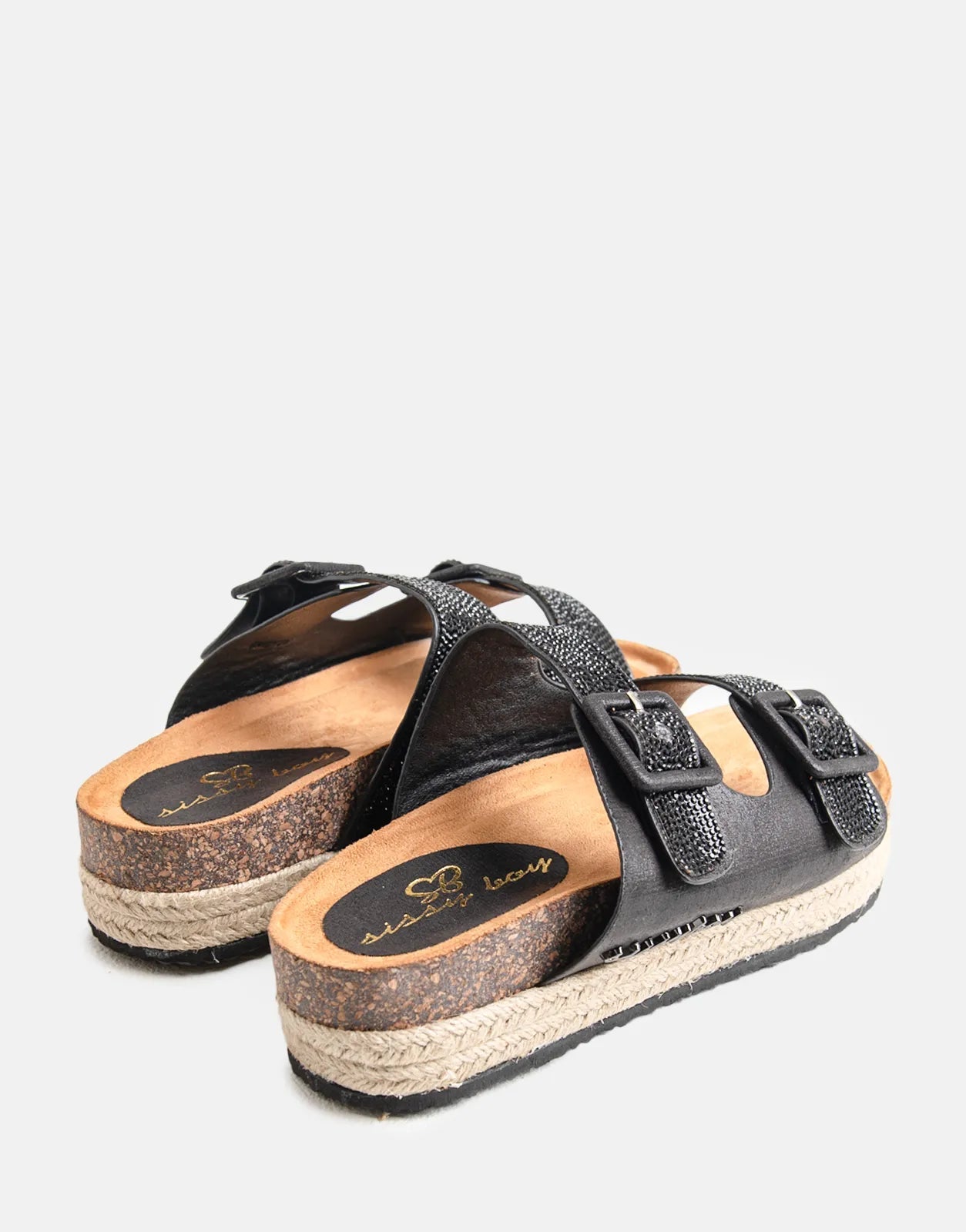 Sissy Boy Double Buckle Espadrille Slide Black - Subwear