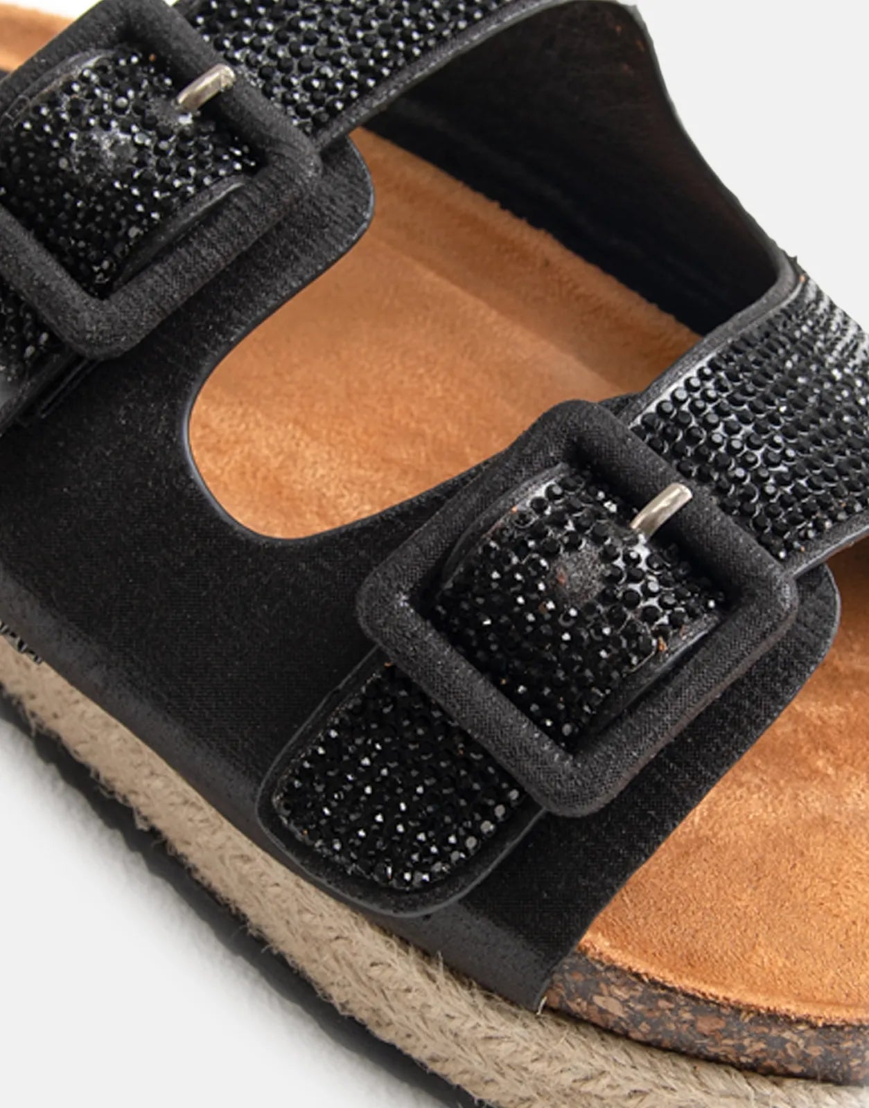 Sissy Boy Double Buckle Espadrille Slide Black - Subwear