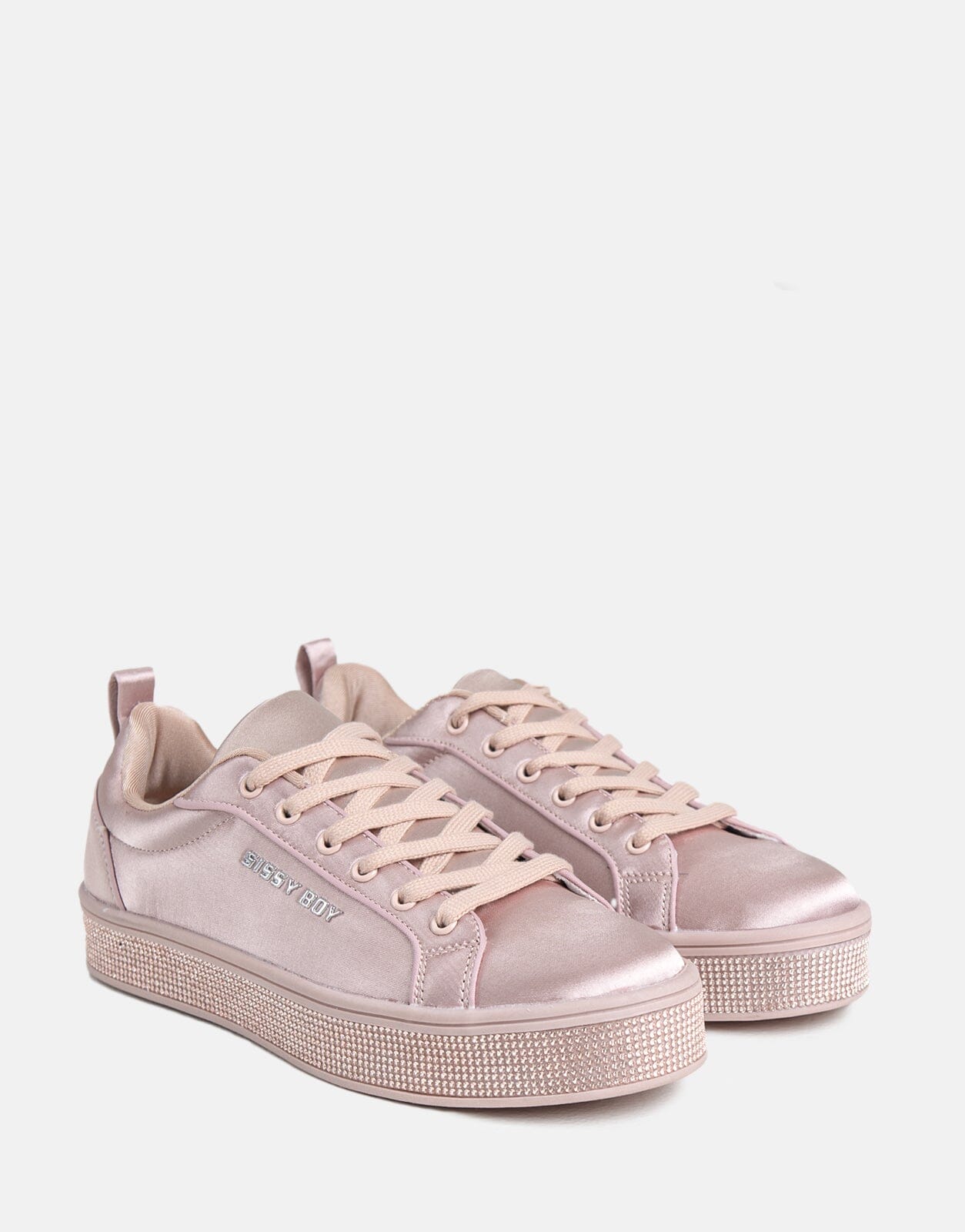 Sissy Boy Diamante Outsole Satin Pink Sneaker - Subwear