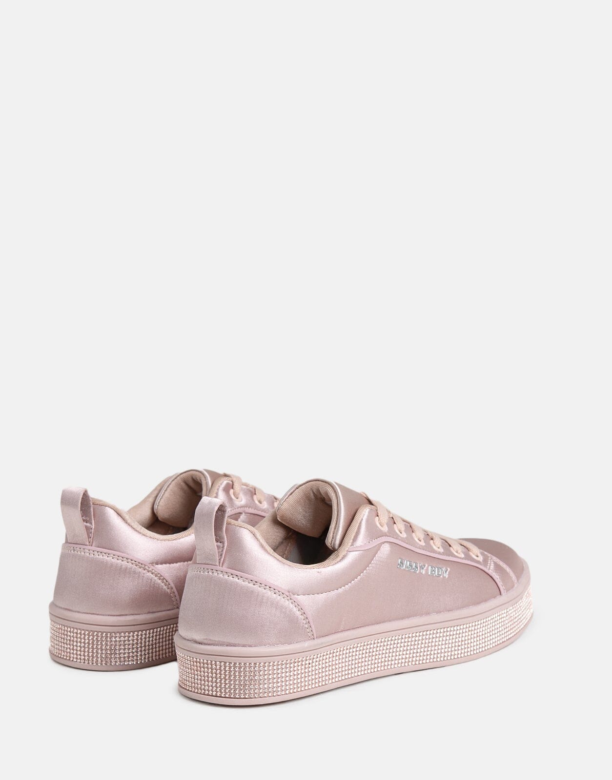 Sissy Boy Diamante Outsole Satin Pink Sneaker - Subwear