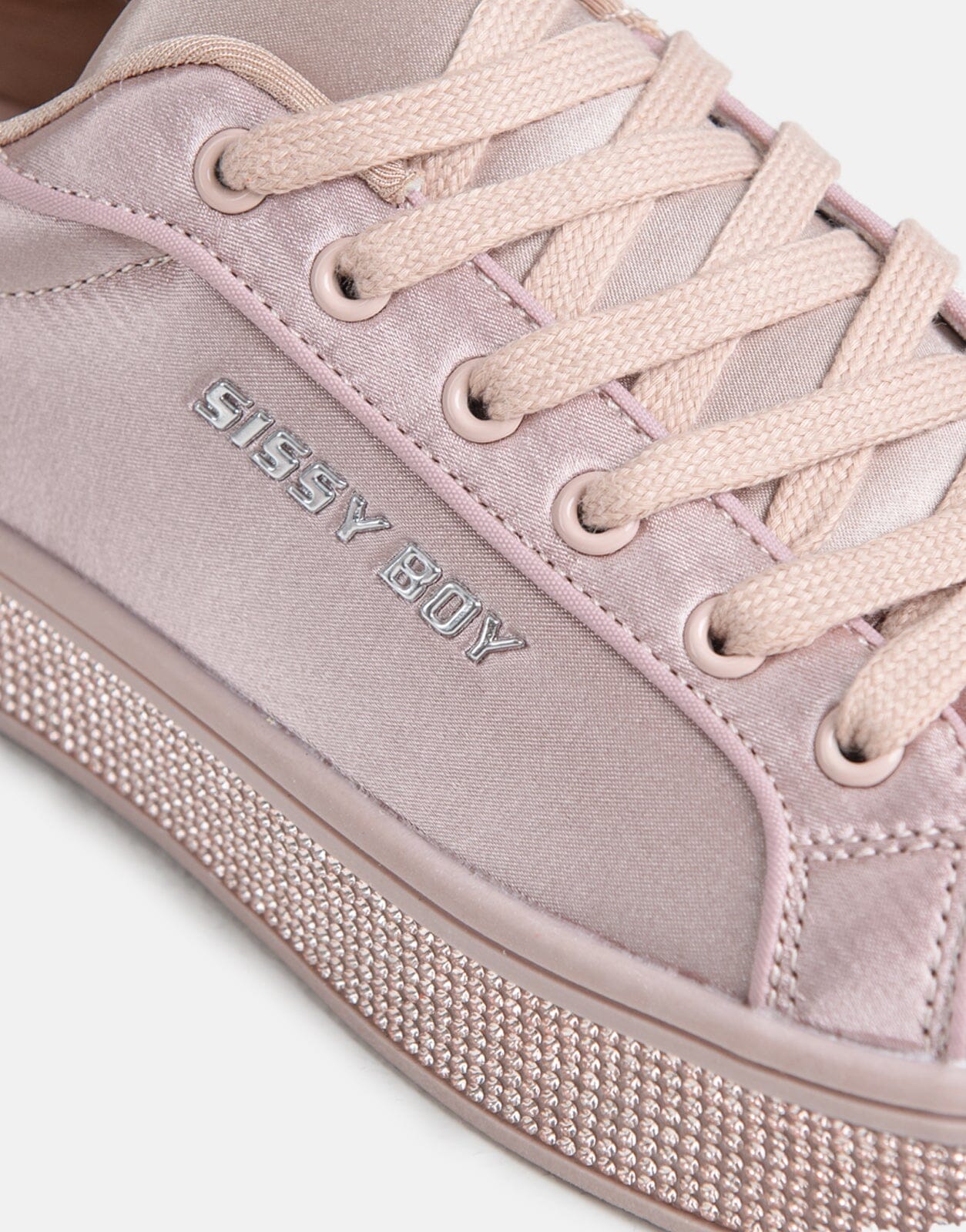 Sissy Boy Diamante Outsole Satin Pink Sneaker - Subwear