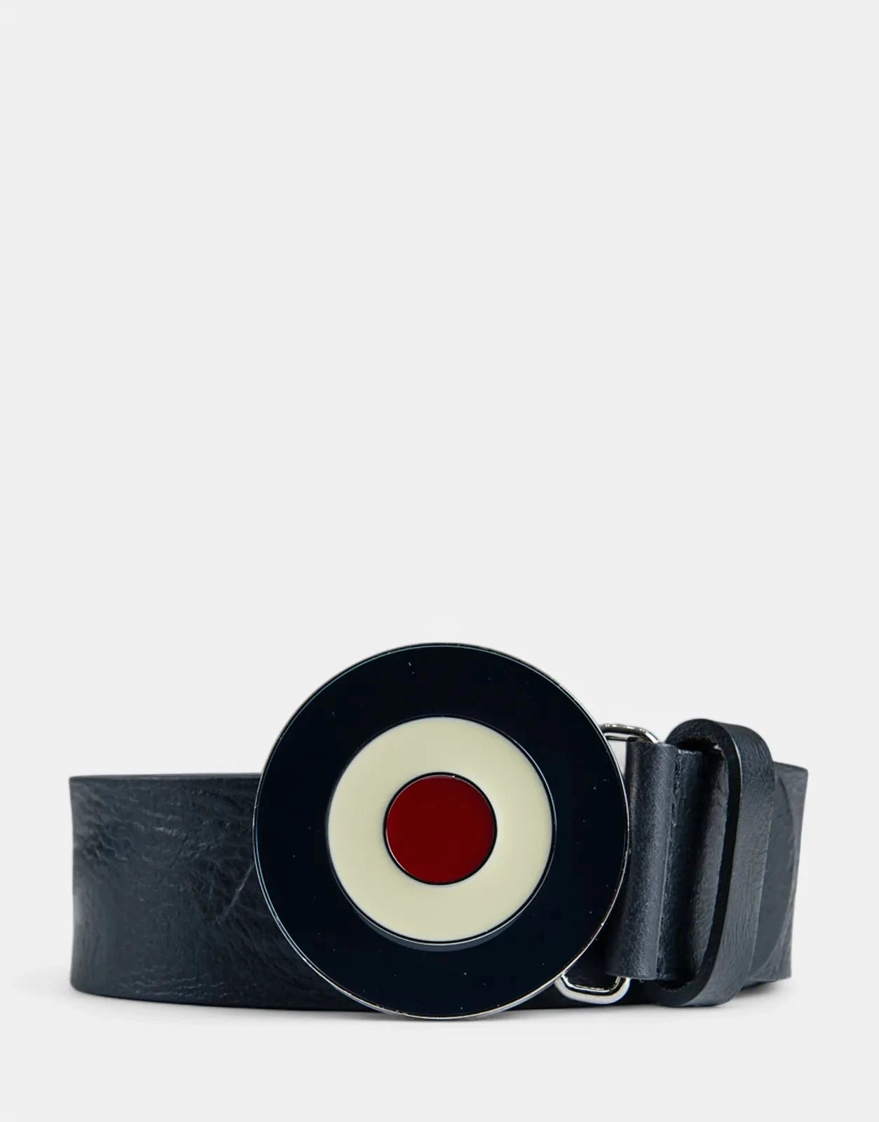 Ben Sherman Distressed Leather Target Buckle Black Belt - Subwear