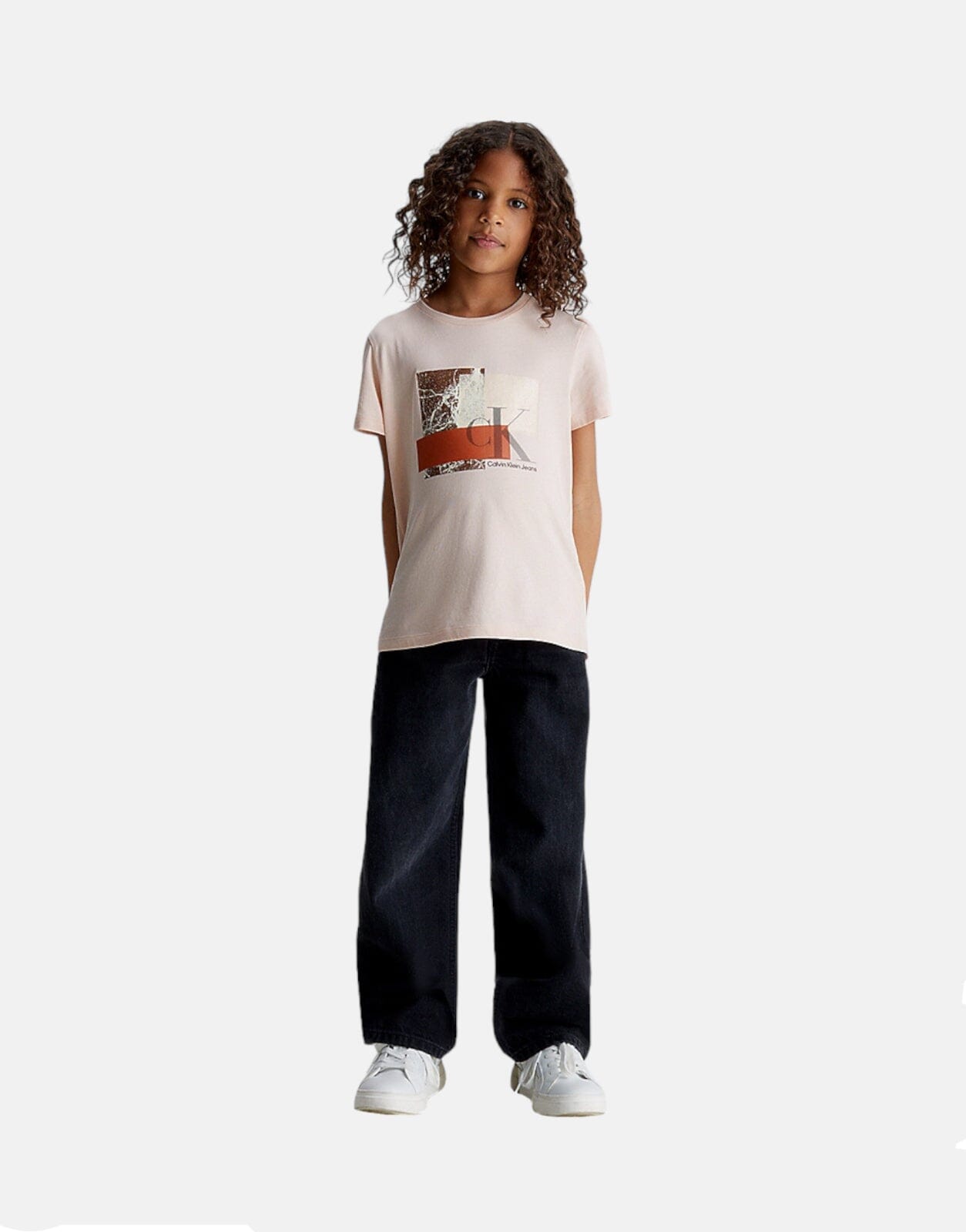 Calvin Klein Kids Layered Monogram Boxy Pink T Shirt