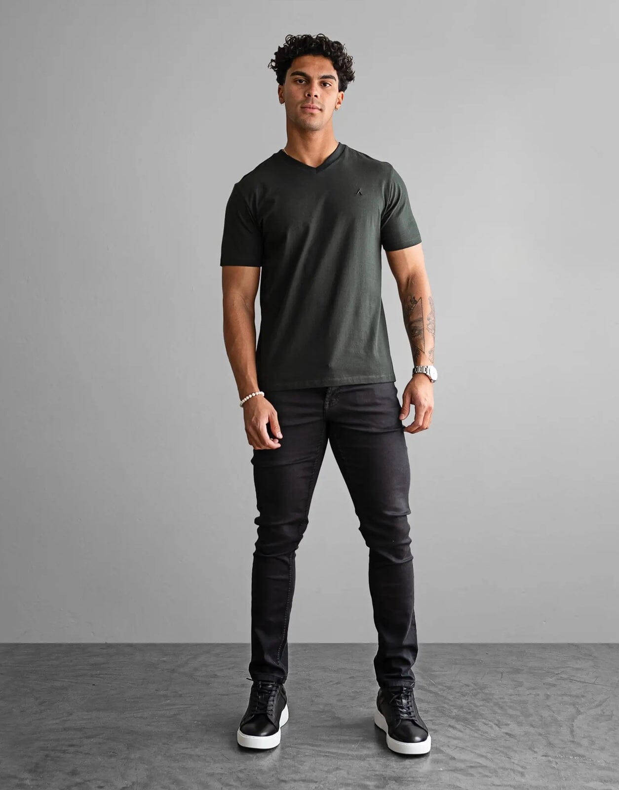 Fade Icon V-Neck Green T-Shirt - Subwear