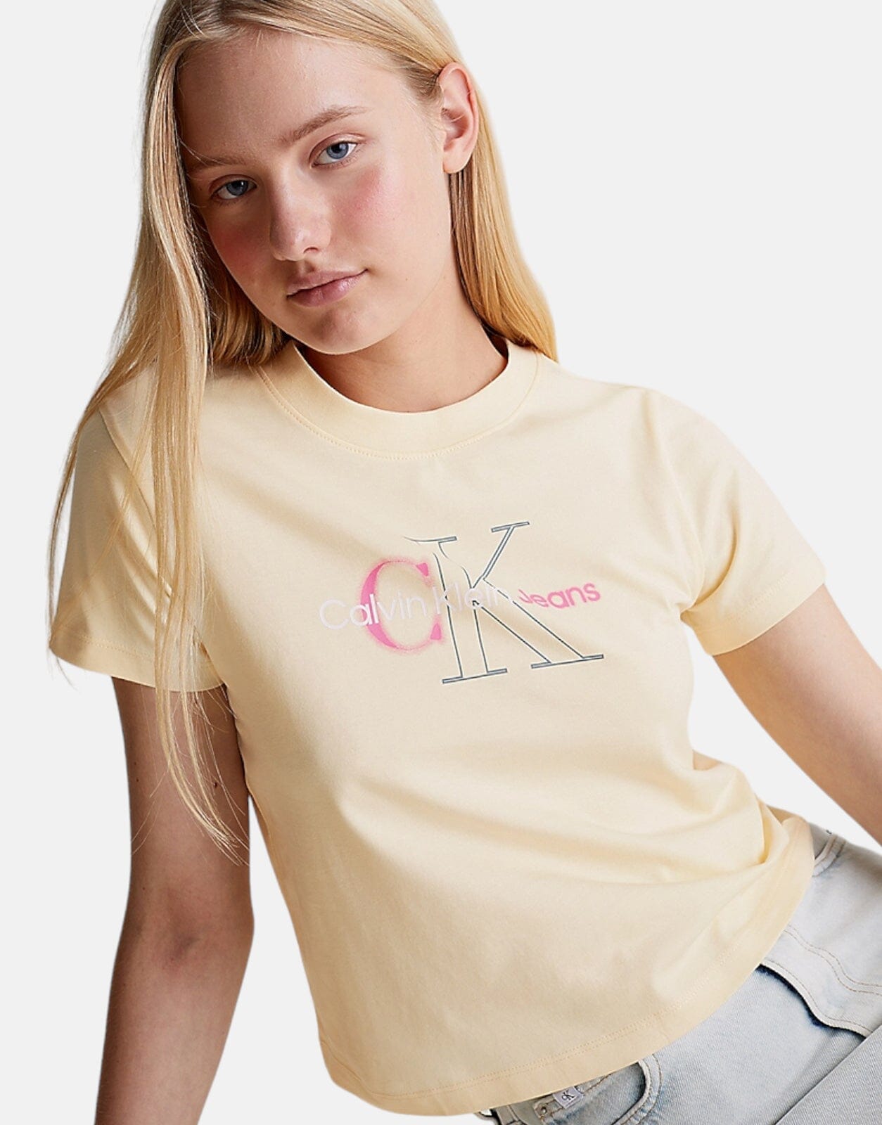 Calvin Klein Bold Monologo Baby T-Shirt OffWhite - Subwear