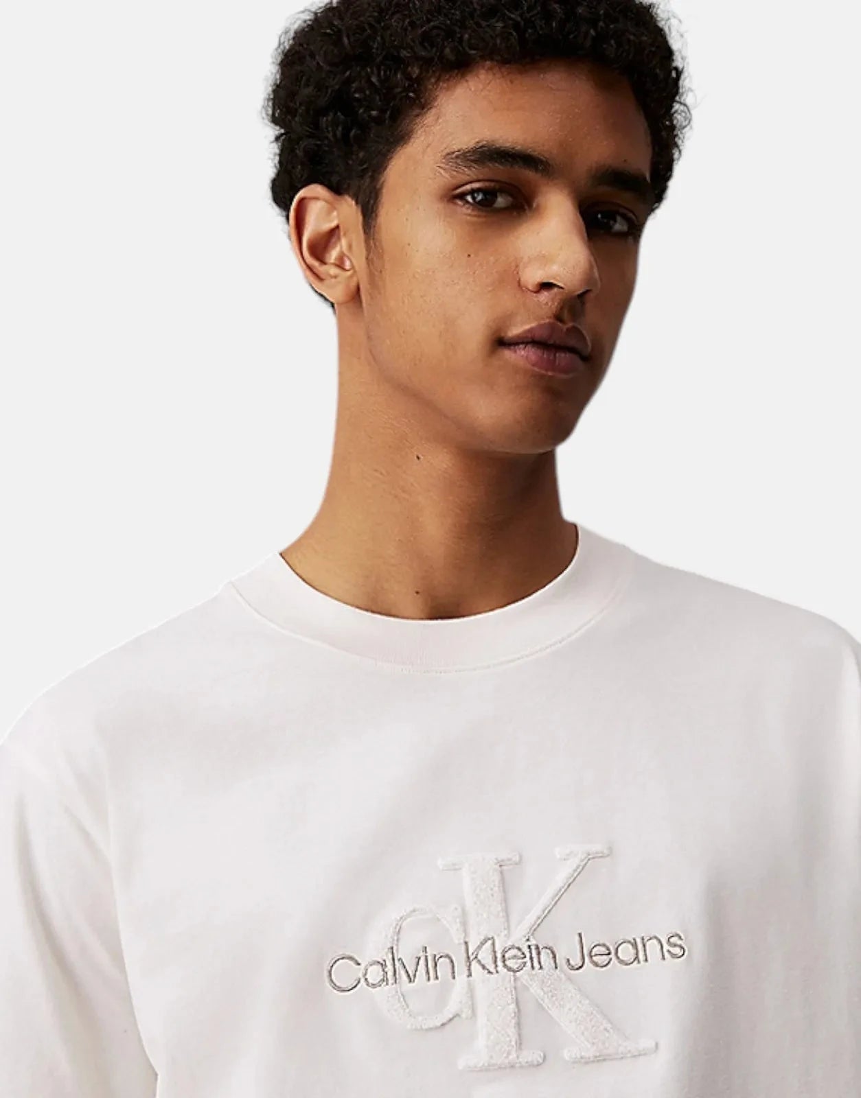 Calvin Klein Chenille Monologo Off White T-Shirt - Subwear