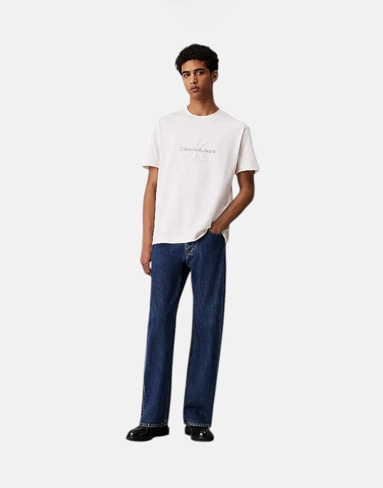 Calvin Klein Chenille Monologo Off White T-Shirt - Subwear