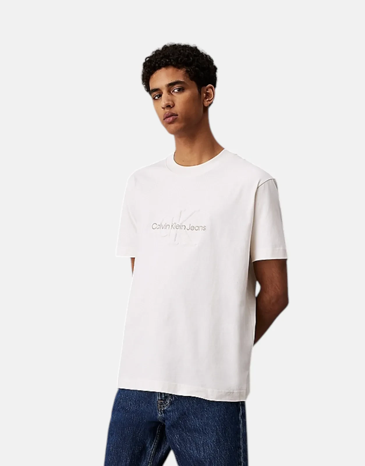 Calvin Klein Chenille Monologo Off White T-Shirt - Subwear