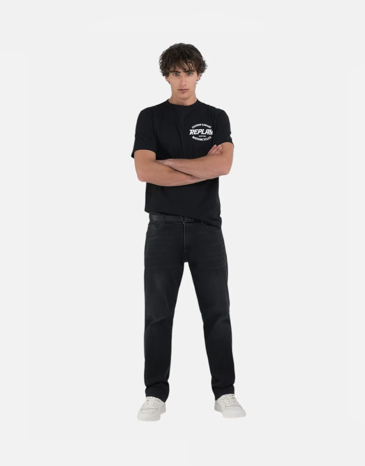 Replay Custom Garage Side Logo Black Regular T-Shirt - Subwear