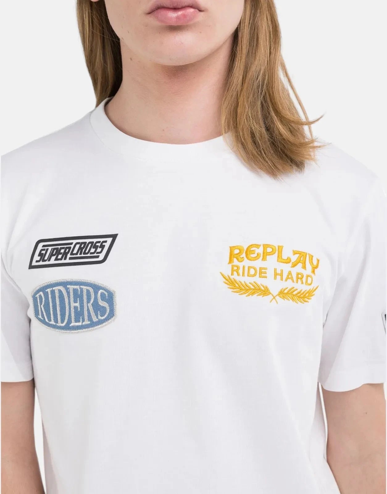 Replay Ride Hard Badges T-Shirt White - Subwear