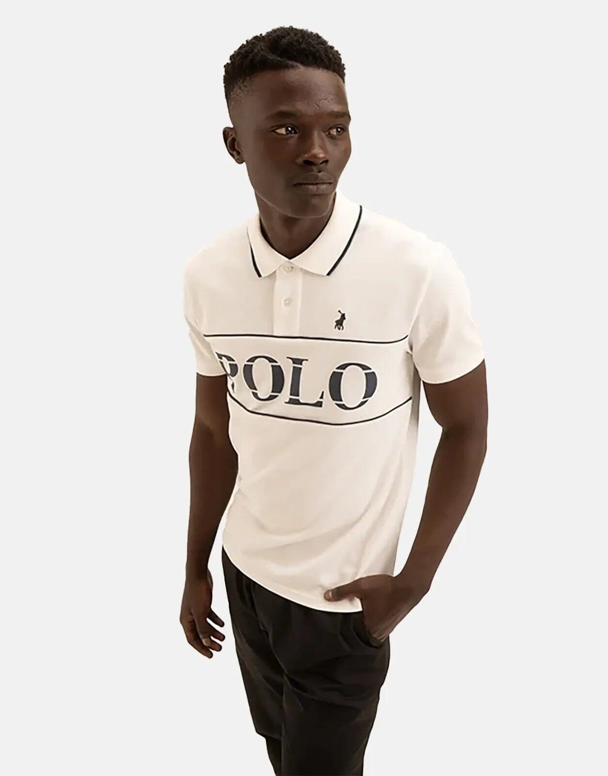 Polo Jacquard Logo White Polo Shirt - Subwear