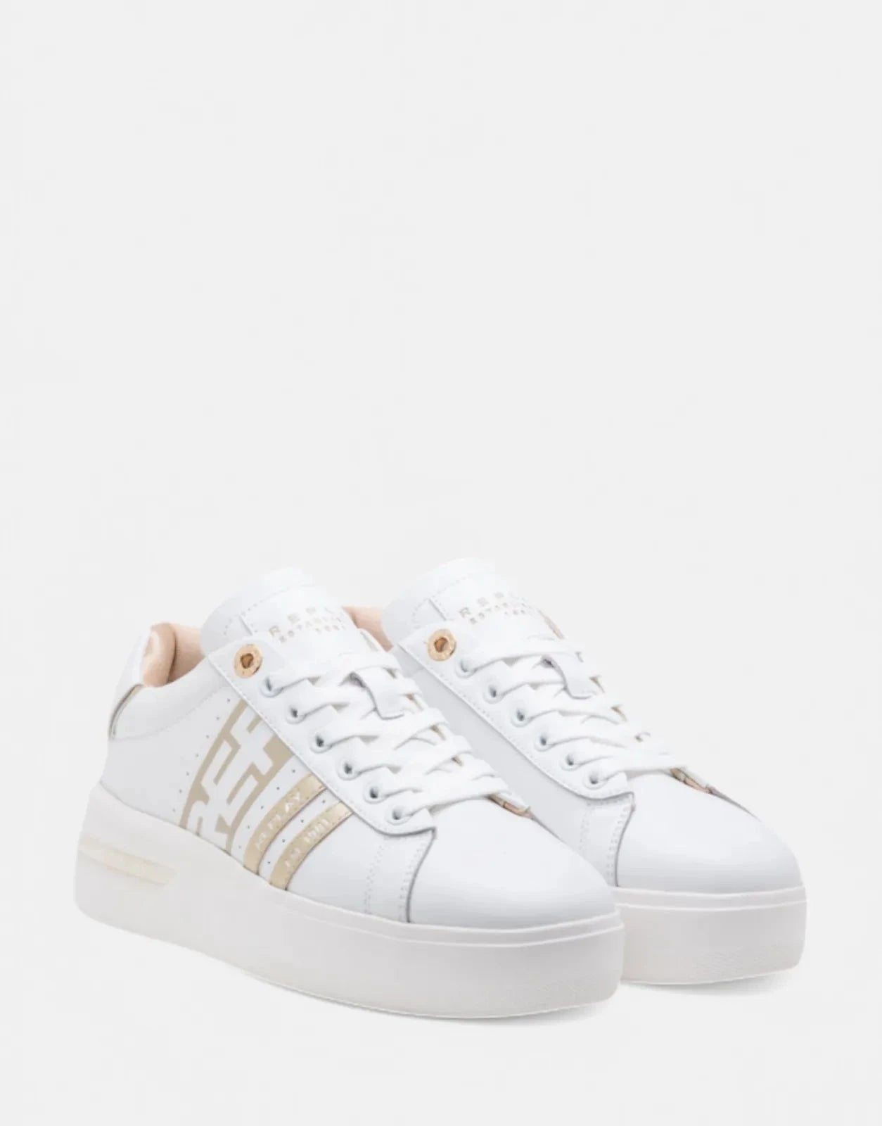 Replay University Gold Stripes White Sneakers - Subwear