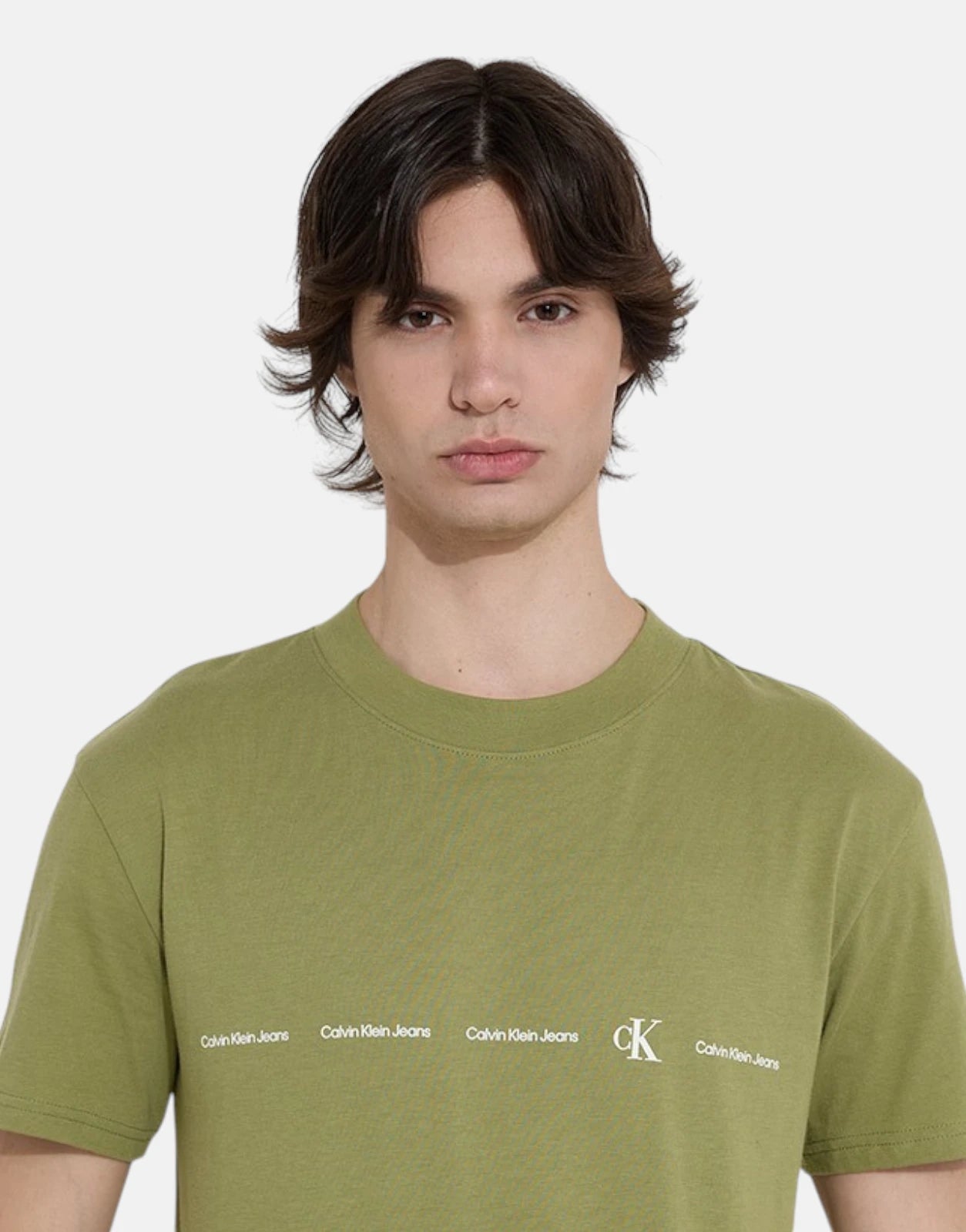 Calvin Klein Logo Repeat Olive T-Shirt - Subwear