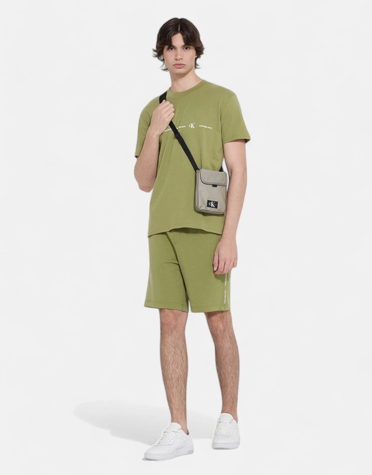 Calvin Klein Logo Repeat Olive T-Shirt - Subwear